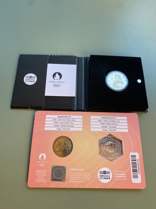 Frankrig 2 Euro / Coincard 2021 "Jeux Olympiques Paris 2024" (2 items) Proof + BU  (Ingen mindstepris)