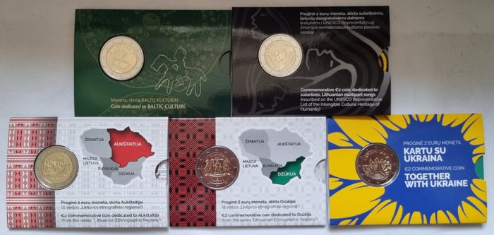 Litauen 2 Euro 2020/2023 (5 coincards)  (Ingen mindstepris)