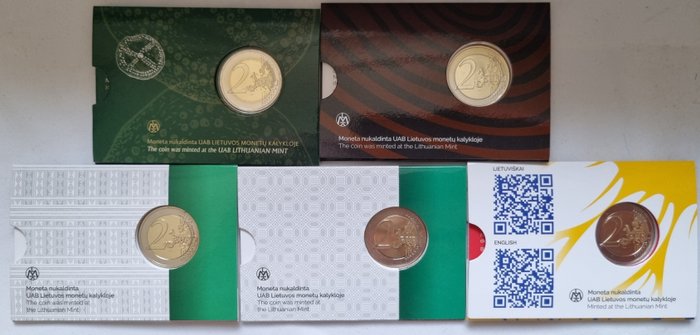 Litauen 2 Euro 2020/2023 (5 coincards)  (Ingen mindstepris)