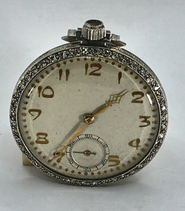 Selva Watch Co Swiss - Feine Platin Lepine Frackuhr - Diamantenlünette - Schweiz 1930