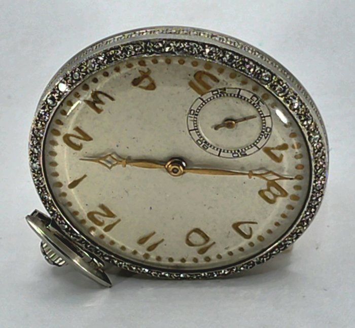 Selva Watch Co Swiss - Feine Platin Lepine Frackuhr - Diamantenlünette - Schweiz 1930