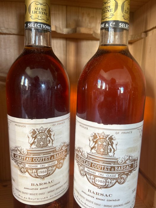 1988 Château Coutet - Sauternes 1er Grand Cru Classé - 2 Flasker (0,75 L)