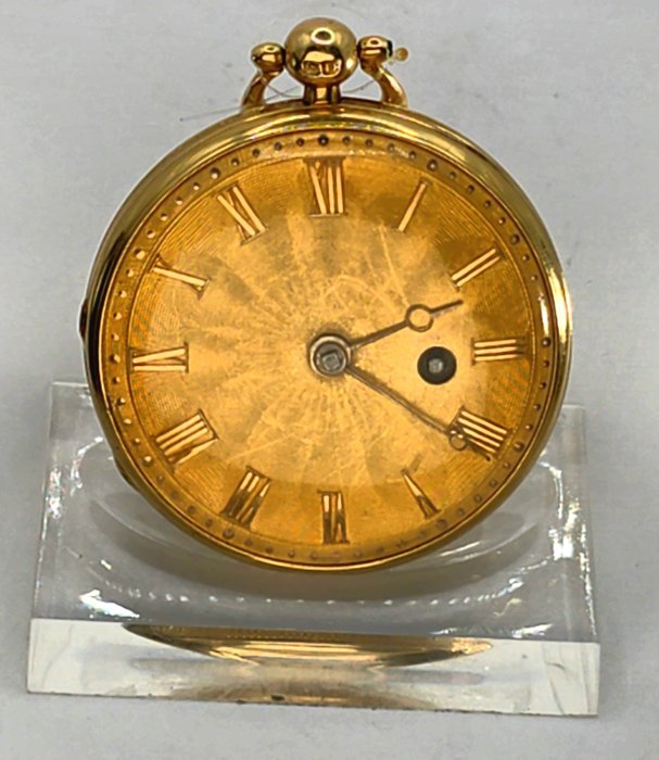 WR London - 18kt Gold Lepine - 18K Goldzifferblatt - Prunkgravur - Top Guillochierung - England omkring 1834