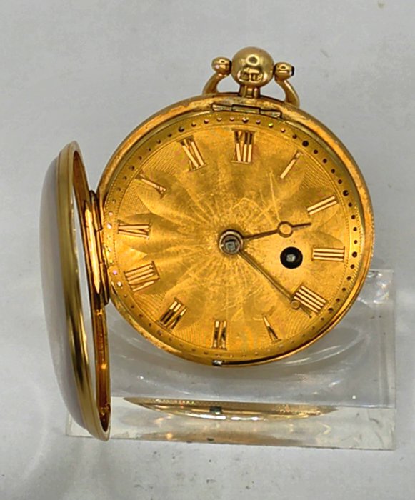 WR London - 18kt Gold Lepine - 18K Goldzifferblatt - Prunkgravur - Top Guillochierung - England omkring 1834