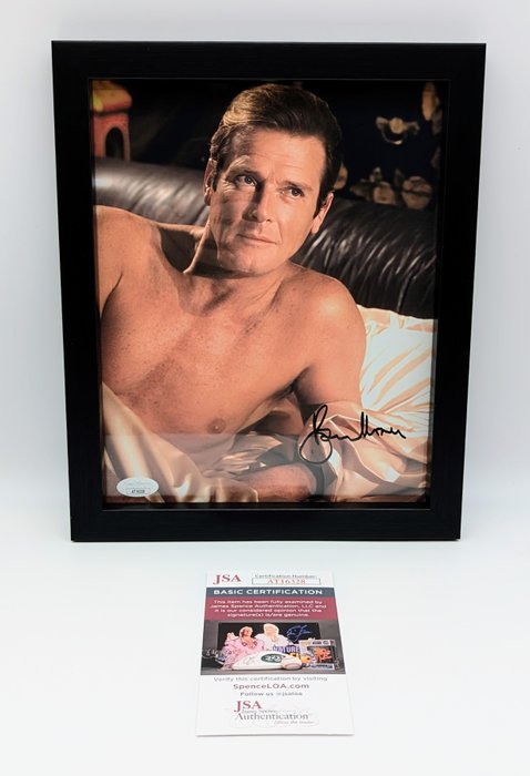 James Bond - Roger Moore - Original autograph, Framed photo - Certified by JSA