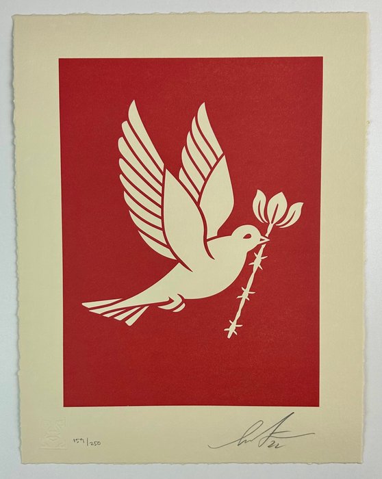 Shepard Fairey (OBEY) (1970) - Barb Wire Dove (Red)