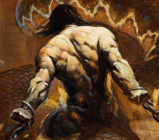 Conan the Avenger (Sacrifice) - Frank Frazetta - Signature Engraved in Gold - Varnished - Canvas 68/75 - FF Golden Collection