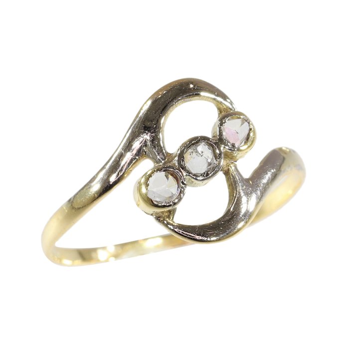 Ingen mindstepris - Ring - 18 kraat Gulguld, Hvidguld - Diamant - Vintage antik, 1910