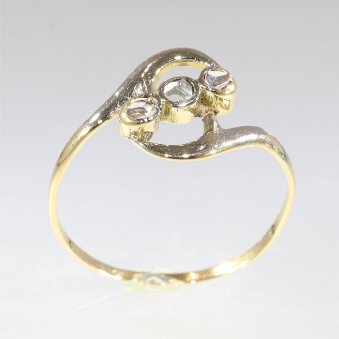 Ingen mindstepris - Ring - 18 kraat Gulguld, Hvidguld - Diamant - Vintage antik, 1910