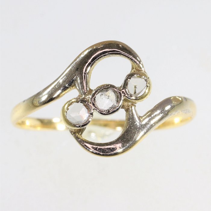 Ingen mindstepris - Ring - 18 kraat Gulguld, Hvidguld - Diamant - Vintage antik, 1910