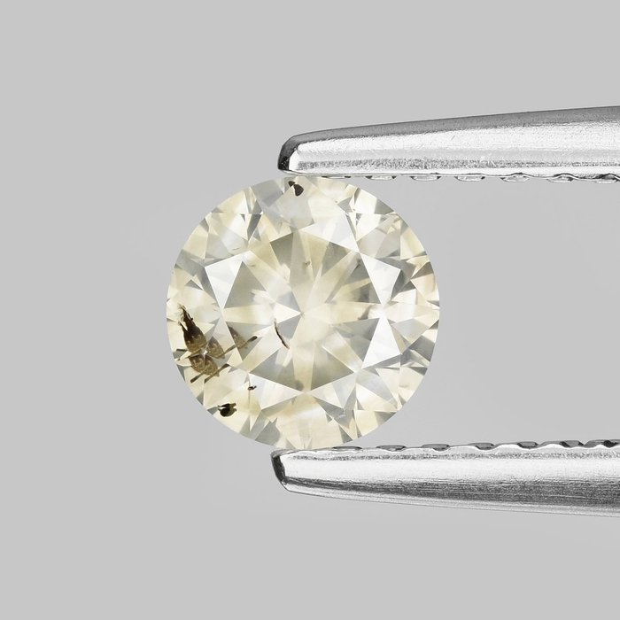 Diamant - 0.54 ct - Rund - Fancy Light Grayish Yellow - I2