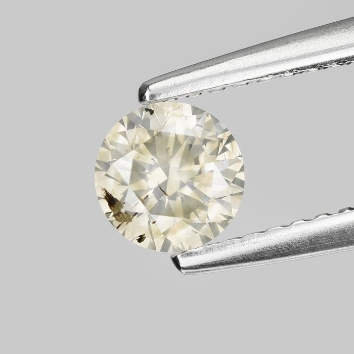 Diamant - 0.54 ct - Rund - Fancy Light Grayish Yellow - I2