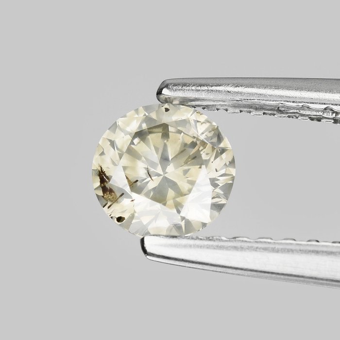 Diamant - 0.54 ct - Rund - Fancy Light Grayish Yellow - I2