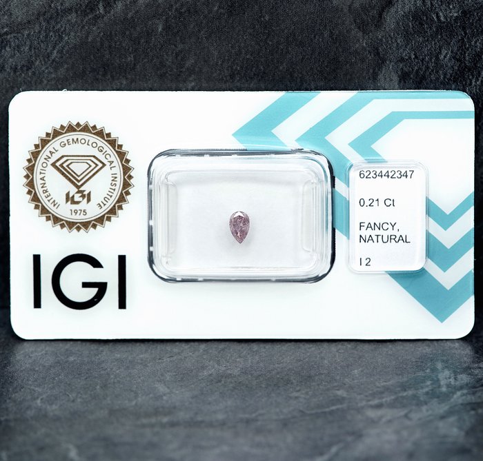 1 pcs Diamant  (Naturfarvet)  - 0.21 ct - Fancy Lille nuance Lyserød - I2 - International Gemological Institute (IGI)