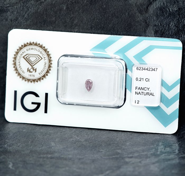 1 pcs Diamant  (Naturfarvet)  - 0.21 ct - Fancy Lille nuance Lyserød - I2 - International Gemological Institute (IGI)