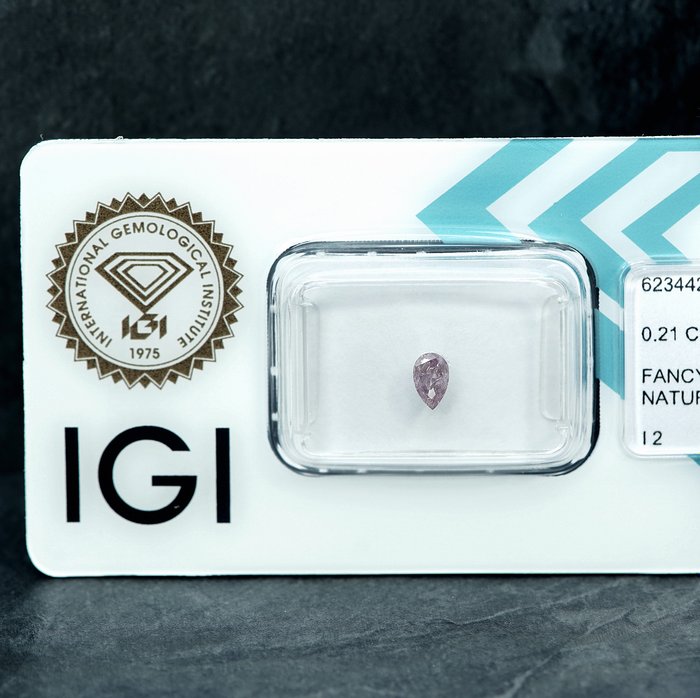 1 pcs Diamant  (Naturfarvet)  - 0.21 ct - Fancy Lille nuance Lyserød - I2 - International Gemological Institute (IGI)