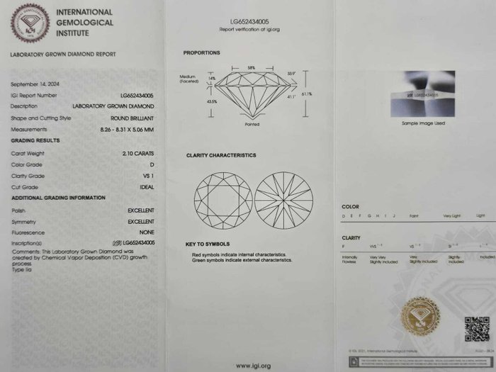 Ingen mindstepris - Øreringe Platin -  4.60ct. tw. Diamant (Laboratoriedyrket) - Diamant - D, VS1