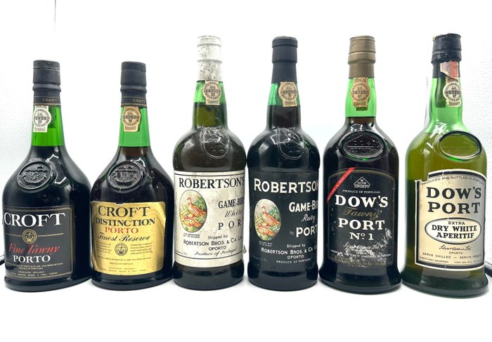 Croft: Fine Tawny  Distinction Reserve, Robertson's Game Bird: White  Ruby,  Dow's: White  Tawny -  Porto  - 6 Flasker (0,75 L)