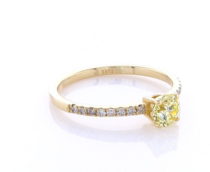 Ring - 14 karat Gulguld -  0.56ct. tw. Diamant (Naturfarvet) - Diamant