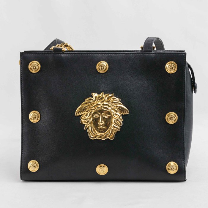 Gianni Versace - Vintage Medusa Head Coin Shoulder bag with Chain Link leather strap - Skuldertaske