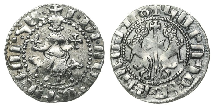 Armenien. Levon I (1198-1219). Silver Tram (2 crowned lions), Sis mint. / Unpublished, possibly unique - ex the Arthur Kobuz Collection