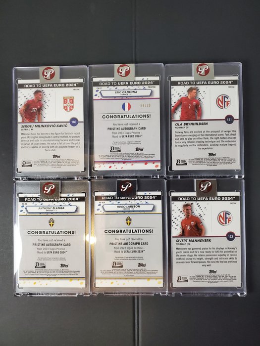 2024 Topps Pristine UEFA Euro Eric Cantona  others Autographs - 6 Card - Næsten så god som ny (NM)