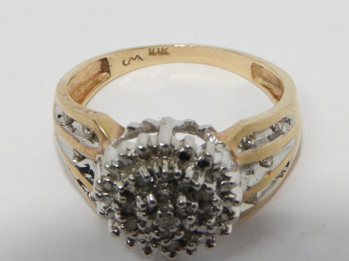 Ring - 10 kt. Gulguld, Hvidguld -  0.33ct. tw. Diamant (Natur)  - Signeret CM