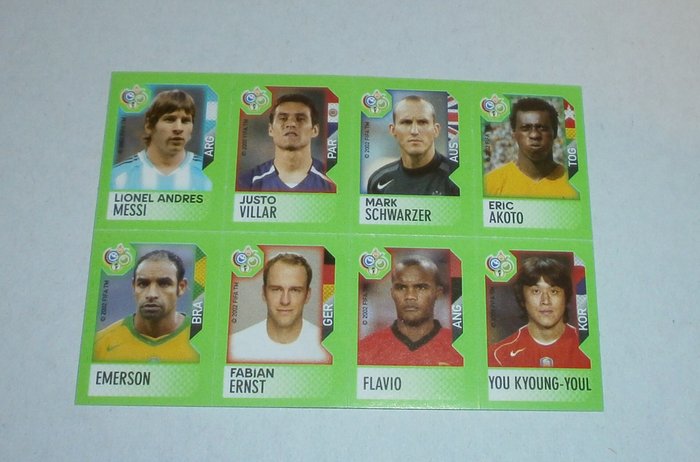 Panini - World Cup Germany 2006 - Rookies Messi/Ronaldo + Beckham/Zlatan/Zidane etc. - 4 mini sheets - 18 Loose stickers