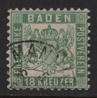 Baden 1862 - 18 krydsere af acceptabel kvalitet - Michel 21 a