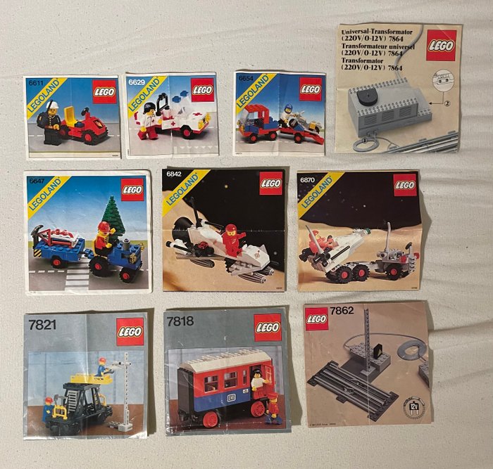 Lego - 6611, 6629, 6647, 6654, 6842, 6870, 7818, 7821 ,7862 en 7864. - 1970-1980 - Danmark