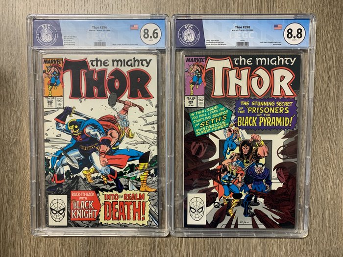 Thor #396 398 - EGC graded 86 88 - 2 Graded comic - 1988