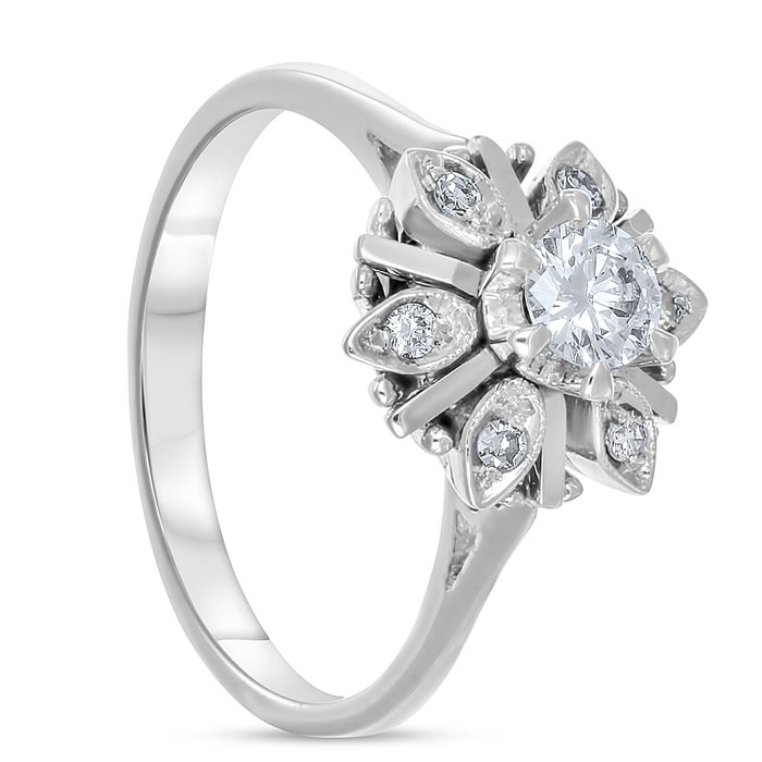 Forlovelsesring - 18 kraat Hvidguld -  031ct tw Diamant (Natur)