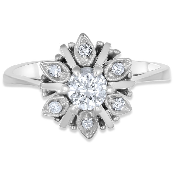 Forlovelsesring - 18 kraat Hvidguld -  031ct tw Diamant (Natur)