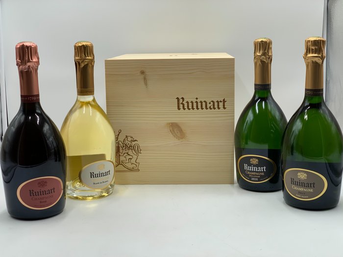 Ruinart Caisse Cave - Brut - 2016 - Rosé - Blanc De Blancs - Champagne - 4 Flasker (075 L)