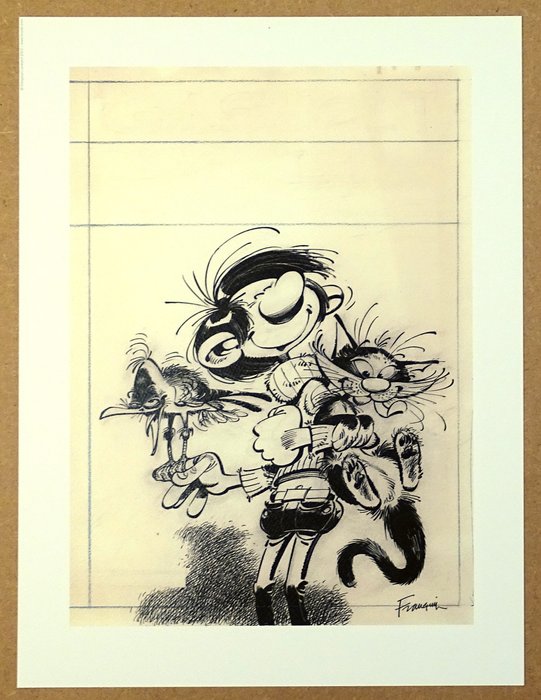 Franquin, André - 1 Offset Print - Gaston - Le cas Lagaffe Étude de couverture - 2023