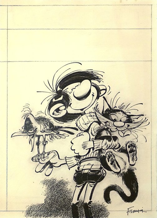 Franquin, André - 1 Offset Print - Gaston - Le cas Lagaffe Étude de couverture - 2023