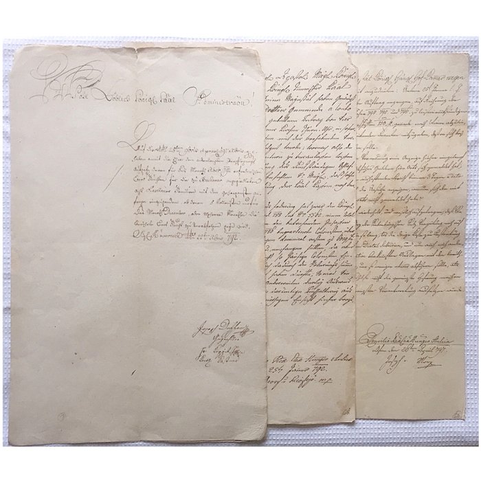 Königlich Ungarische Finanz - 3 Schriftstücke, Kolonisten in Ober-Ungarn und Banat. Slowakei, Rumänien. Papiersiegel - 1792