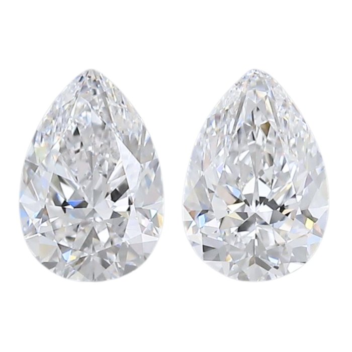 2 pcs Diamant  (Natur)  - 1.42 ct - Pære - D (farveløs) - VVS2 - Gemological Institute of America (GIA)