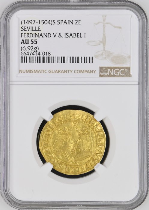 Spanien Doble Excelente (ND) 1497 - 1504 Seville - in slab NGC