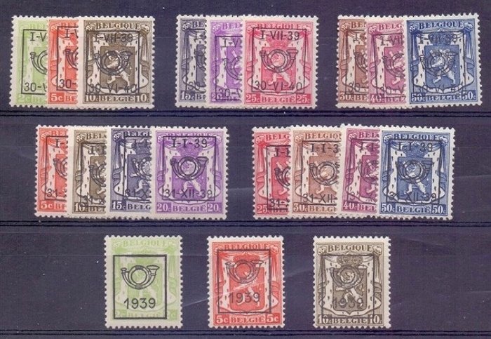 Belgien 1938/1939 - Preo serie 1 til 17: 1938 - 1939 - 1939/1940 - OBP/COB PRE333/436