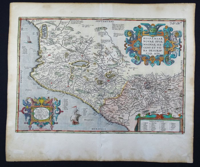 America - Mellemamerika / Mexico; Abraham Ortelius - Hispaniae Novae Sivae Magnae Recens et Vera Descriptio 1579 - 1561-1580