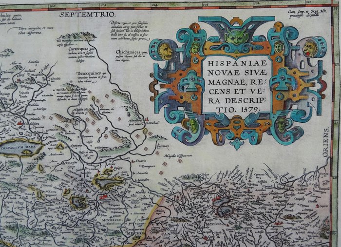 America - Mellemamerika / Mexico; Abraham Ortelius - Hispaniae Novae Sivae Magnae Recens et Vera Descriptio 1579 - 1561-1580