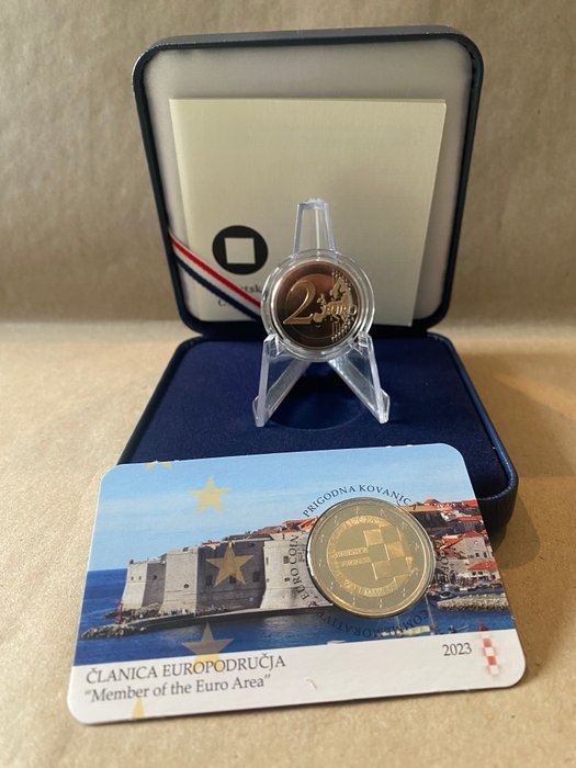 Kroatien. 2 Euro 2023 Proof+BU, Member of the Euro Area  (Ingen mindstepris)