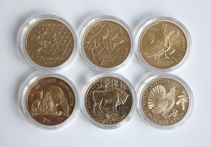 Slovakiet. 5 Euro 2021/2024 (6 coins)  (Ingen mindstepris)