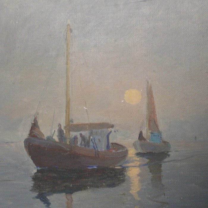 Carl Christian Dahlgren (1841-1920) - Boote in der Dämmerung - NO RESERVE