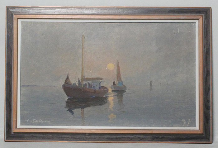 Carl Christian Dahlgren (1841-1920) - Boote in der Dämmerung - NO RESERVE