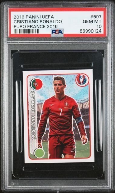 2016 Panini UEFA Euro Cristiano Ronaldo #597 PSA 10 Graded sticker