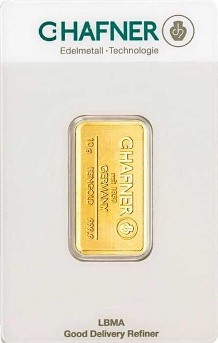 10 gram - Guld 999 - C. Hafner, Germany - Forseglet  Med certifikat