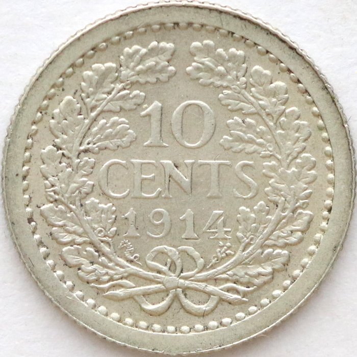 Holland. Wilhelmina (1890-1948). 10 Cents 1914  (Ingen mindstepris)