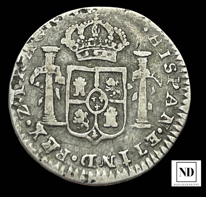 Kongeriget Spanien. Fernando VII (1813-1833). Real 1822 - Zacatecas